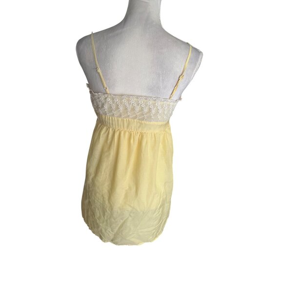Vintage Baby Doll Dress Yellow Lace Trim Spaghetti Strap Coquette Romantic READ - Picture 7 of 16